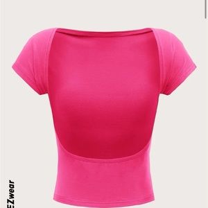 NWOT Shein pink open back solid tee